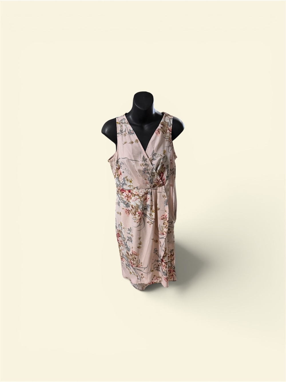 SHEIN Blush Pink Floral Wrap Midi Dress